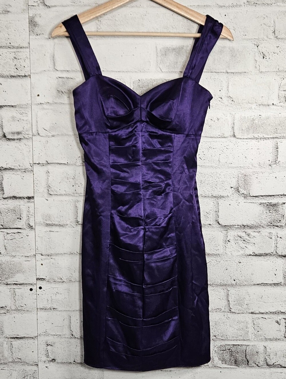 Morgan & Co Purple Satin Bodycon Cocktail Party Dress NWT Size 3/4